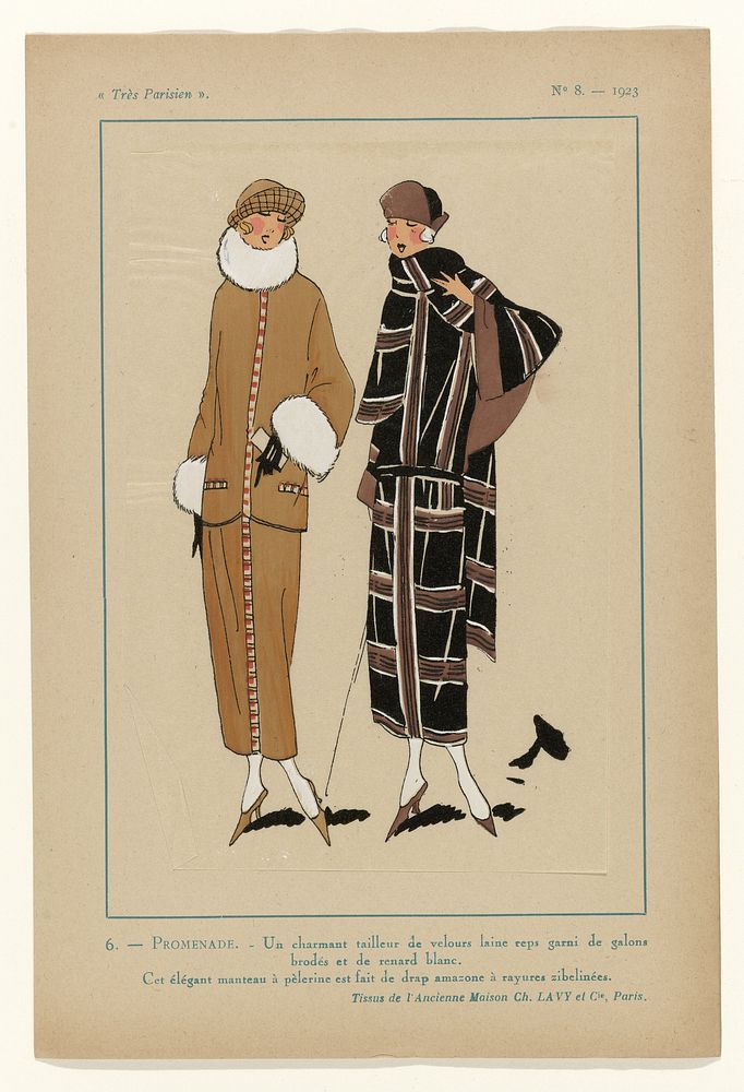 Très Parisien, 1923, No 8: 6. - PROMENADE. - Un charmant tailleur... (1923) by anonymous, Ch et Cie Lavy and G P Joumard