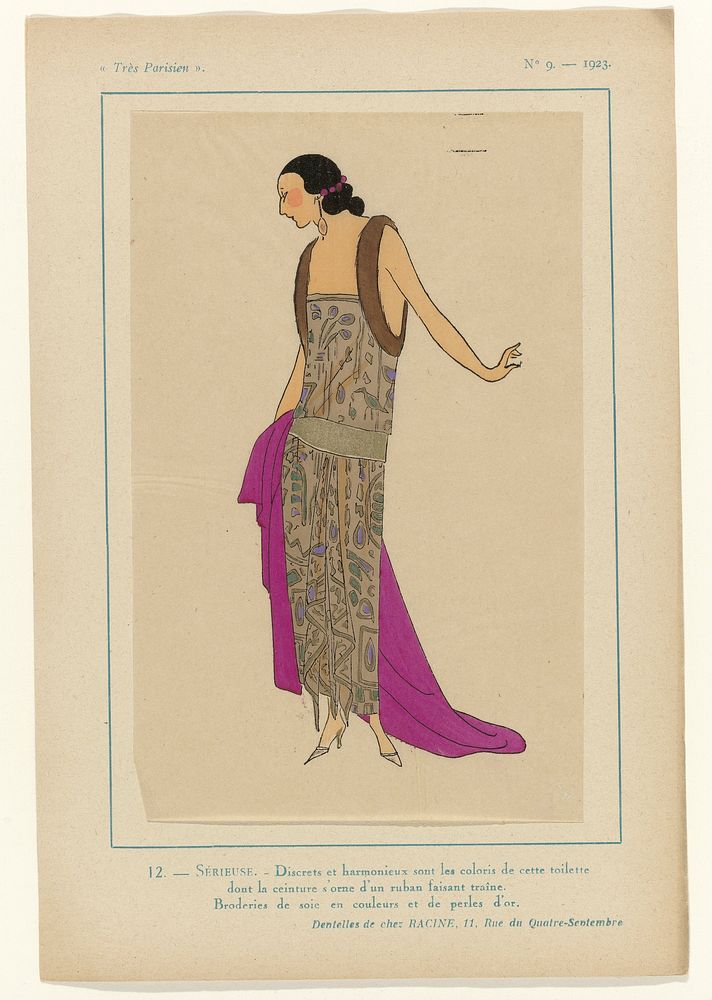 Très Parisien, 1923, No 9 : 12. - SERIEUSE. - Discrets et harmonieux... (1923) by anonymous, D H Racine and G P Joumard