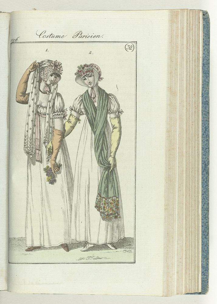Journal des Dames et des Modes, editie Frankfurt 4 août 1806, Costume Parisien (32) (1806) by anonymous and J P Lemaire
