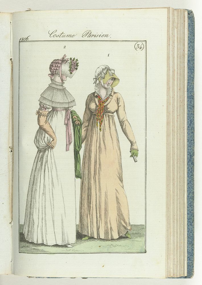 Journal des Dames et des Modes, editie Frankfurt 18 août 1806, Costume Parisien (34) (1806) by Friedrich Ludwig Neubauer and…