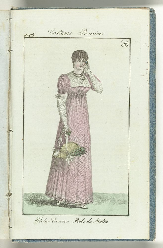 Journal des Dames et des Modes, editie Frankfurt 22 septembre 1806, Costume Parisien (39) : Fichu-Canezou. Robe du Matin.…
