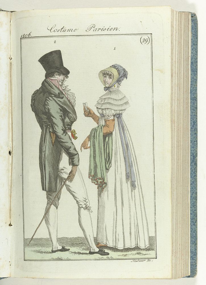 Journal des Dames et des Modes, editie Frankfurt 14 juillet 1806,  Costume Parisien (29) (1806) by Friedrich Ludwig Neubauer…
