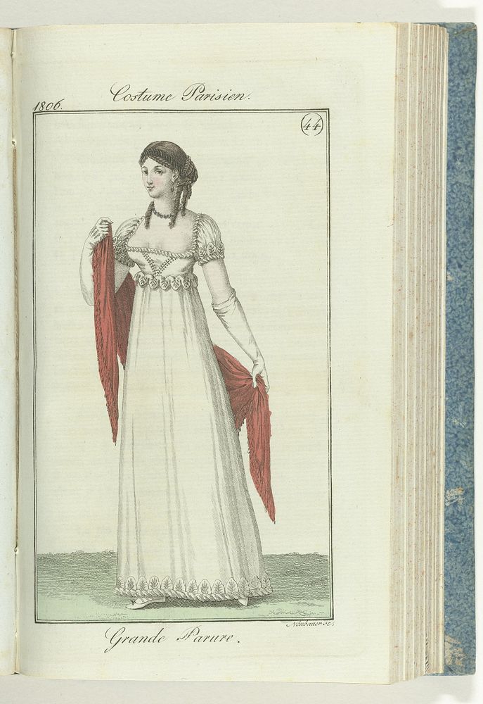 Journal des Dames et des Modes, editie Frankfurt 27 octobre 1806,  Costume Parisien (44): Grande Parure (1806) by J Neubauer…