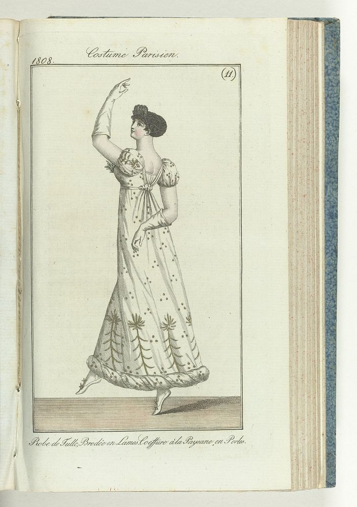 Journal des Dames et des Modes, editie Frankfurt 14 mars 1808, Costume Parisien (11): Robe de Tulle... (1808) by anonymous…