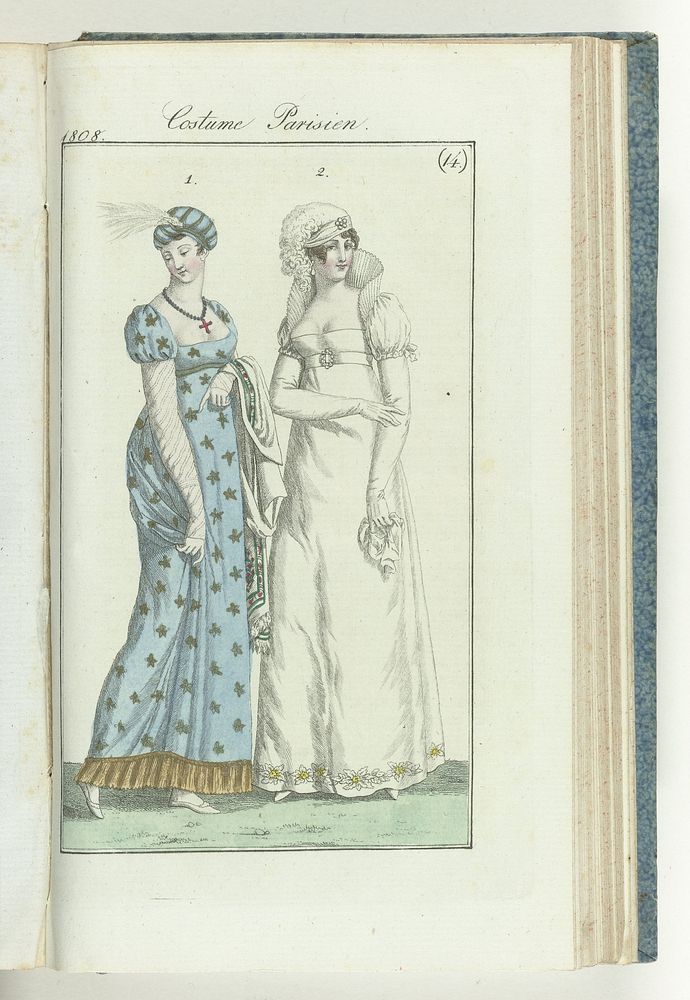 Journal des Dames et des Modes, editie Frankfurt 4 avril 1808, Costume Parisien (14) (1808) by anonymous and J P Lemaire