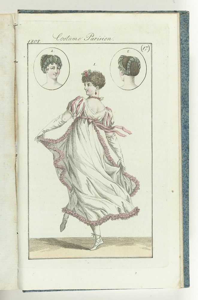Journal des Dames et des Modes, editie Frankfurt 25 avril 1808, Costume Parisien (17) (1808) by anonymous and J P Lemaire