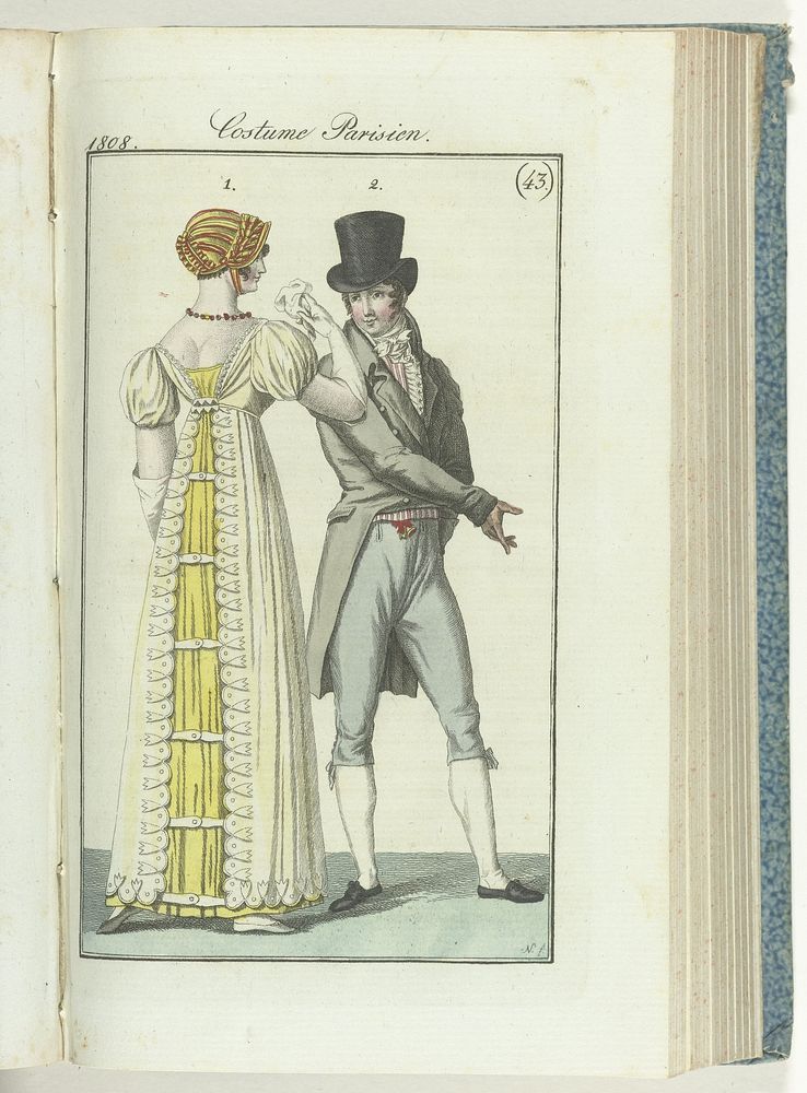 Journal des Dames et des Modes, editie Frankfurt 23 octobre 1808, Costume Parisien (43) (1808) by Friedrich Ludwig Neubauer…