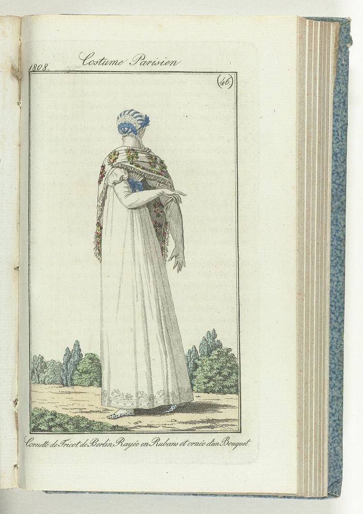 Journal des Dames et des Modes, editie Frankfurt 13 novembre 1808, Costume Parisien (46): Cornette de Tricot de Berlin…