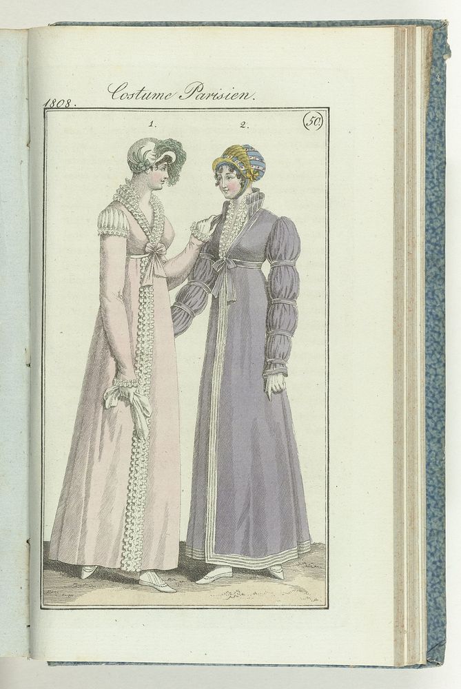 Journal des Dames et des Modes, editie Frankfurt 11 décembre 1808, Costume Parisien (50) (1808) by anonymous and J P Lemaire