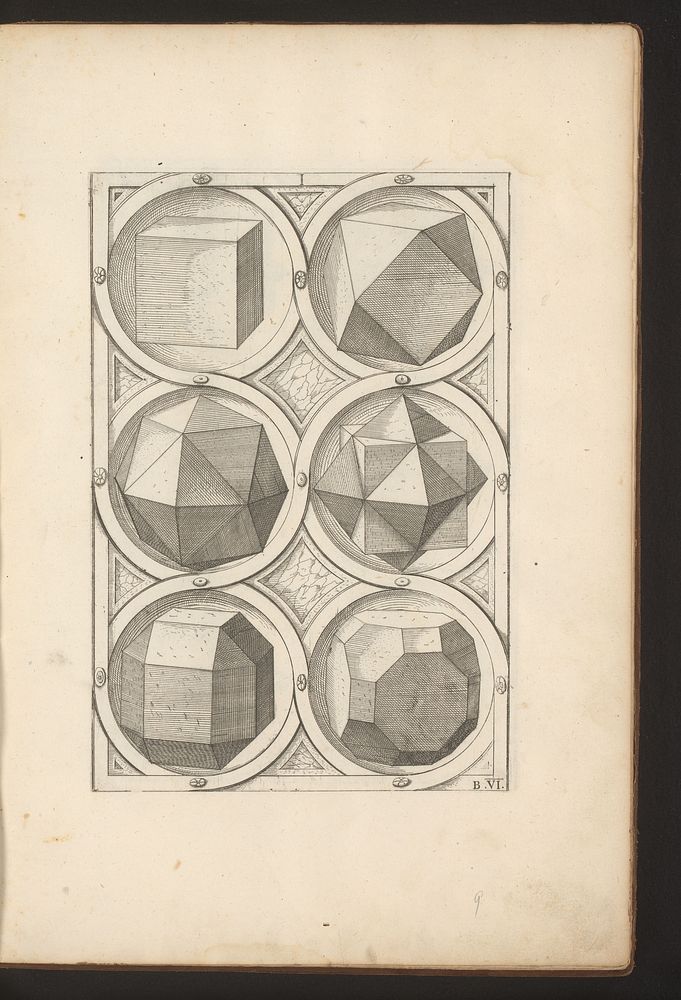 Zes veelvlakken met een hexaëder (kubus) als uitgangspunt (1568) by Jost Amman, Wenzel Jamnitzer and Wenzel Jamnitzer