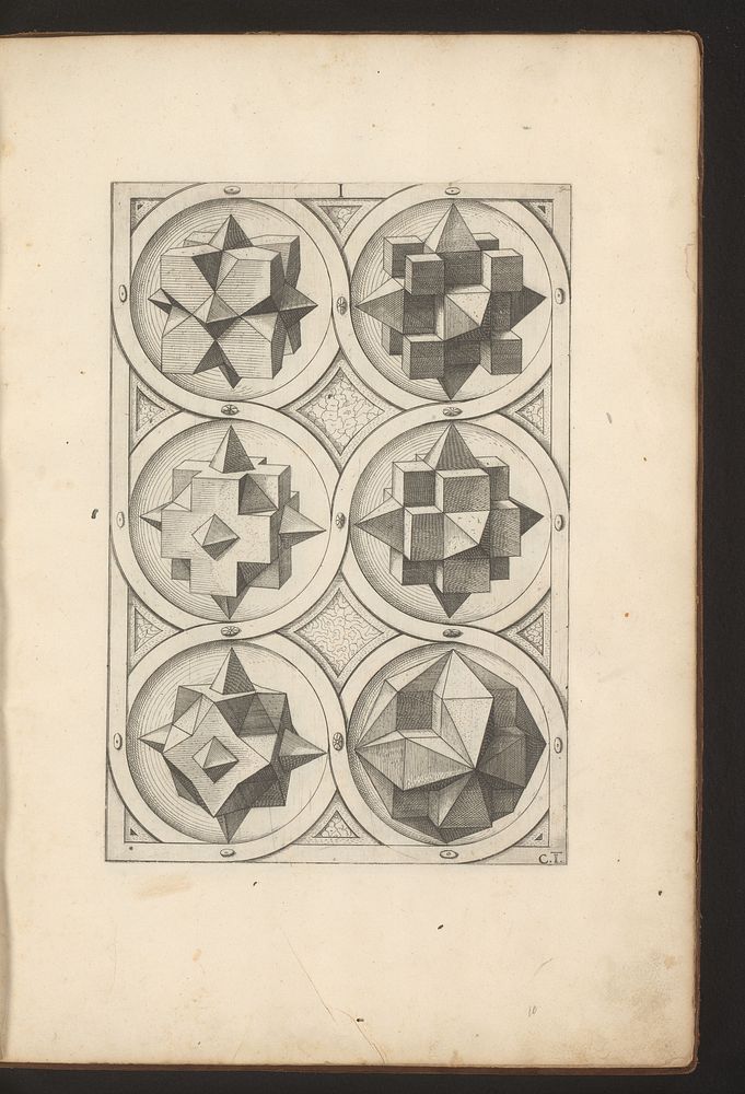 Zes veelvlakken met een hexaëder als uitgangspunt (1568) by Jost Amman, Wenzel Jamnitzer and Wenzel Jamnitzer