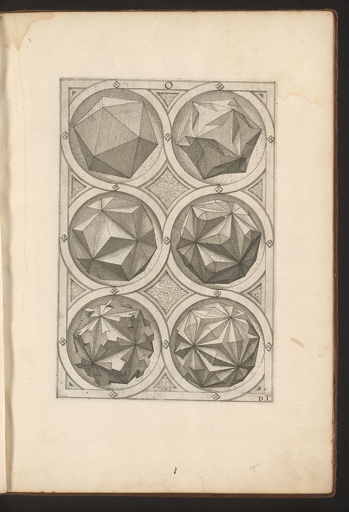 Zes veelvlakken met een icosaëder als uitgangspunt (1568) by Jost Amman, Wenzel Jamnitzer and Wenzel Jamnitzer