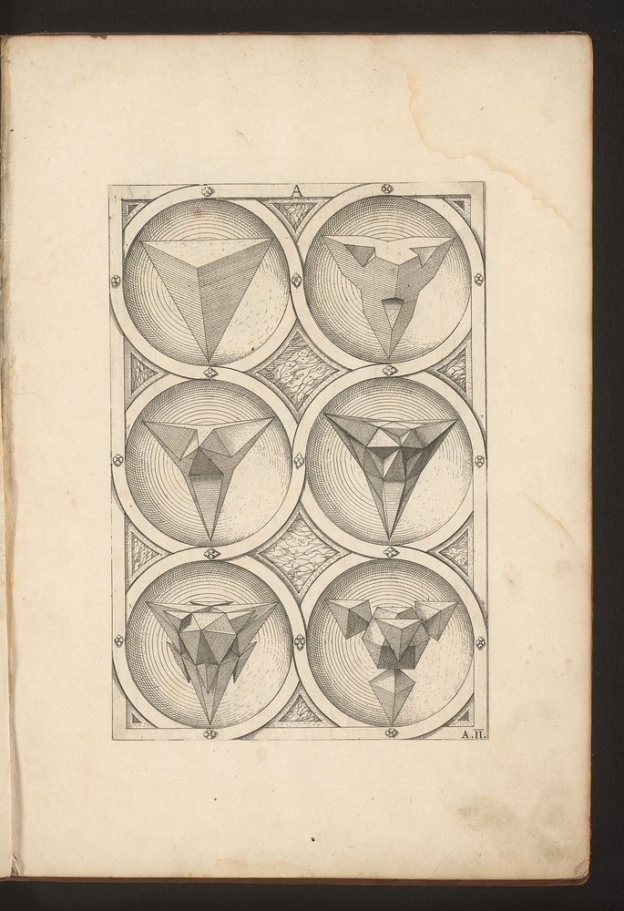 Zes veelvlakken met een tetraëder als uitgangspunt (1568) by Jost Amman, Wenzel Jamnitzer and Wenzel Jamnitzer