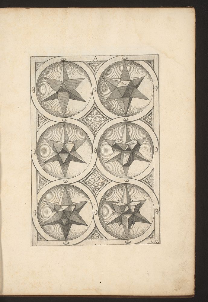 Zes veelvlakken met een stervormige tetraëder als uitgangspunt (1568) by Jost Amman, Wenzel Jamnitzer and Wenzel Jamnitzer