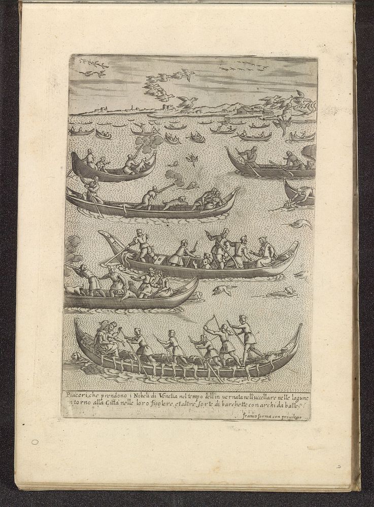 Venetiaanse adellijken jagen op gevogelte (1610) by anonymous and Giacomo Franco