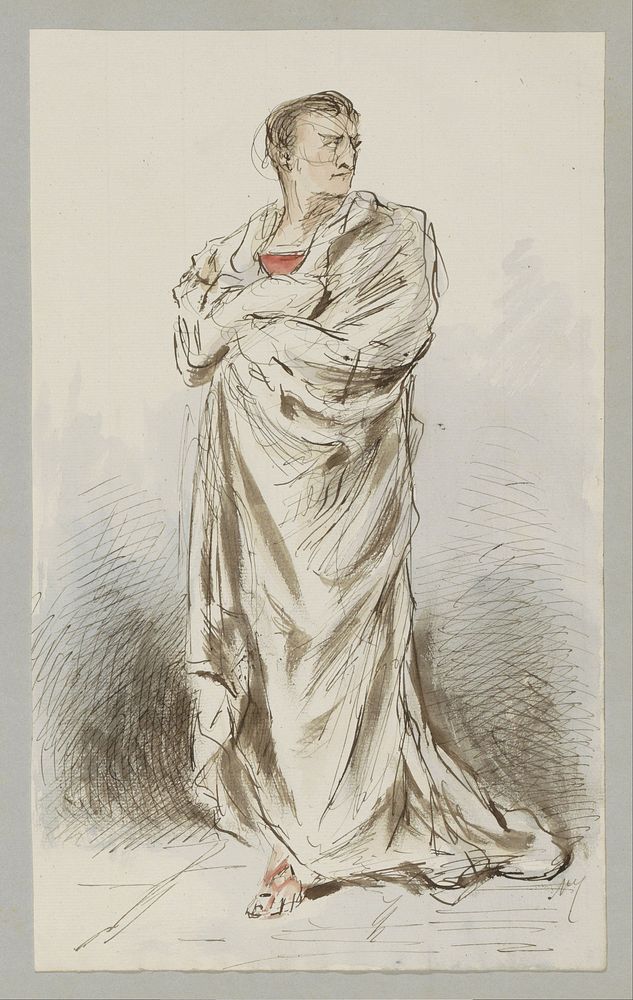 Man die een laken om zich heen slaat (c. 1854 - c. 1887) by Alexander Ver Huell
