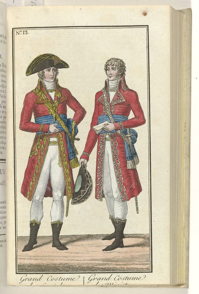 Le Mois, Journal historique, littéraire et critique, avec figures, no. 13, 1800: Grand Costume du General / Grand Costume du…