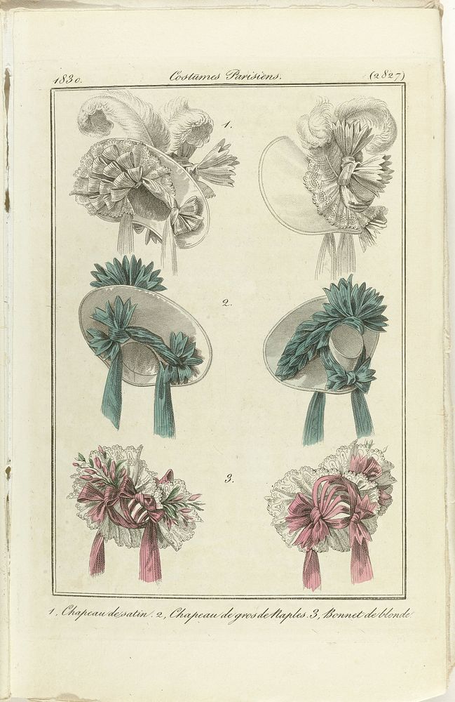 Journal des Dames et des Modes 1830, Costumes Parisiens (2827) (1830) by anonymous