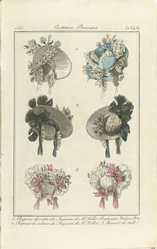 Journal des Dames et des Modes 1830, Costumes Parisiens (2843) (1830) by anonymous