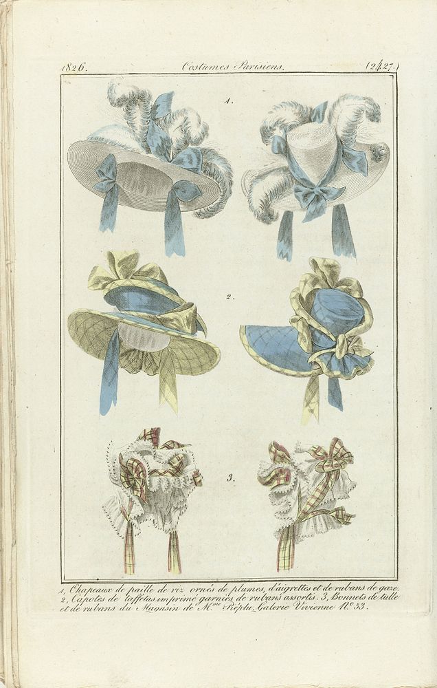Journal des Dames et des Modes 1826, Costumes Parisiens (2427) (1826) by anonymous