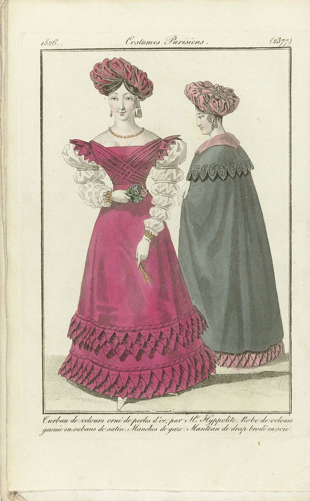 Journal des dames et des modes 1826, Costumes Parisiens (2377) (1826) by anonymous