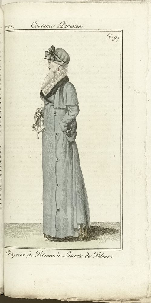 Journal des Dames et des Modes, Costume Parisien, 1805, An 13 (619) Chapeau de Velours, à Liserets de Velours (1805) by…