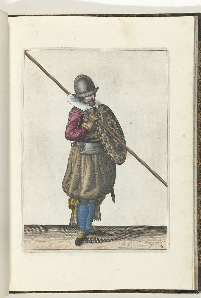 De exercitie met schild en spies: de soldaat houdt het schild met de linkerhand vóór het lichaam (nr. 6), 1618 (1616 - 1618)…