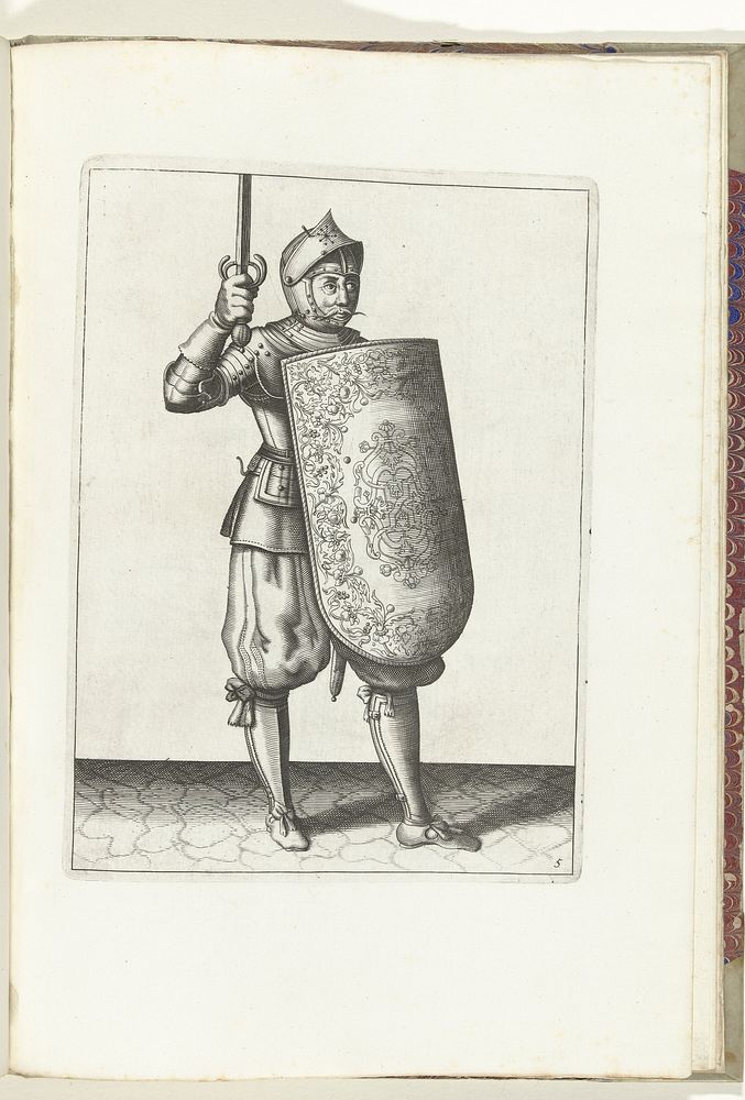 De exercitie met de targe en rapier: de soldaat houdt de getrokken rapier niet hoger dan zijn gezicht (nr. 5), 1618 (1616 -…