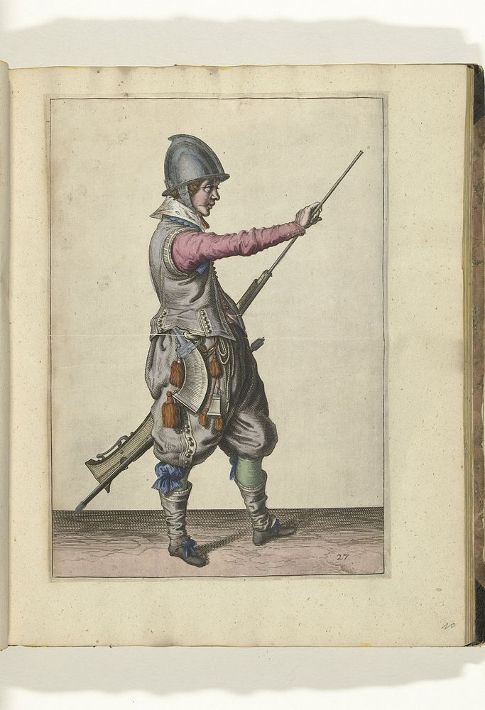 Soldaat die zijn laadstok uit de loop van zijn roer trekt (nr. 27), ca. 1600 (1597 - 1608) by Jacques de Gheyn II, Robert de…