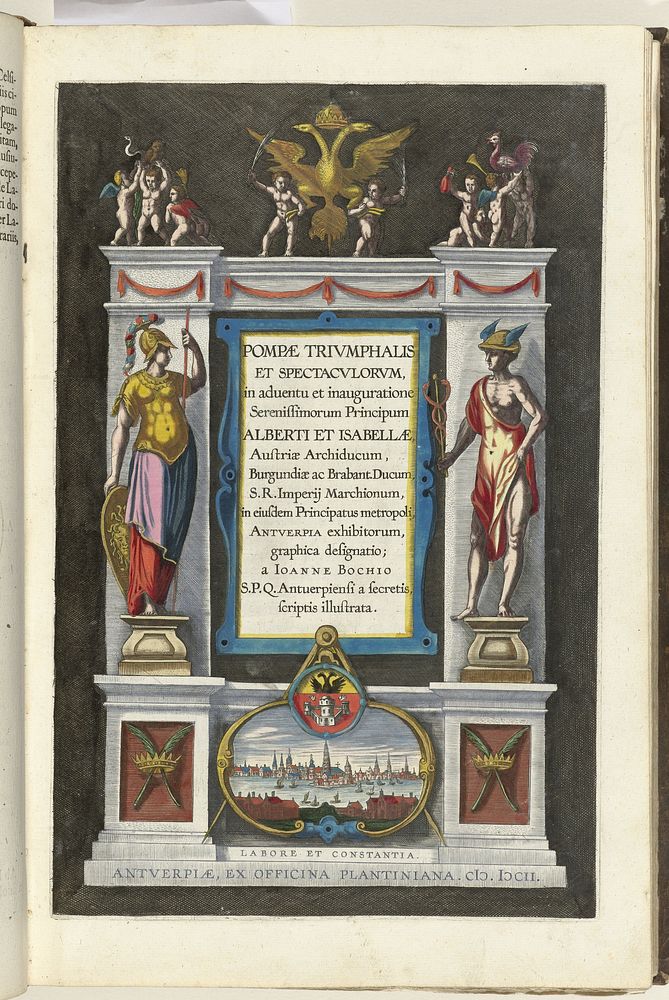 Titelprent voor de beschrijving van de intocht van Albrecht en Isabella in Antwerpen, 1599 (1600 - 1602) by anonymous and…