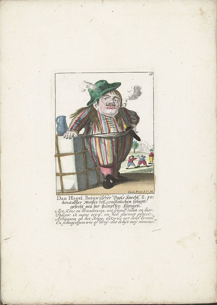 De dwerg Dan Hagel als een Hollandse bootsknecht, ca. 1710 (1705 - 1715) by Martin Engelbrecht