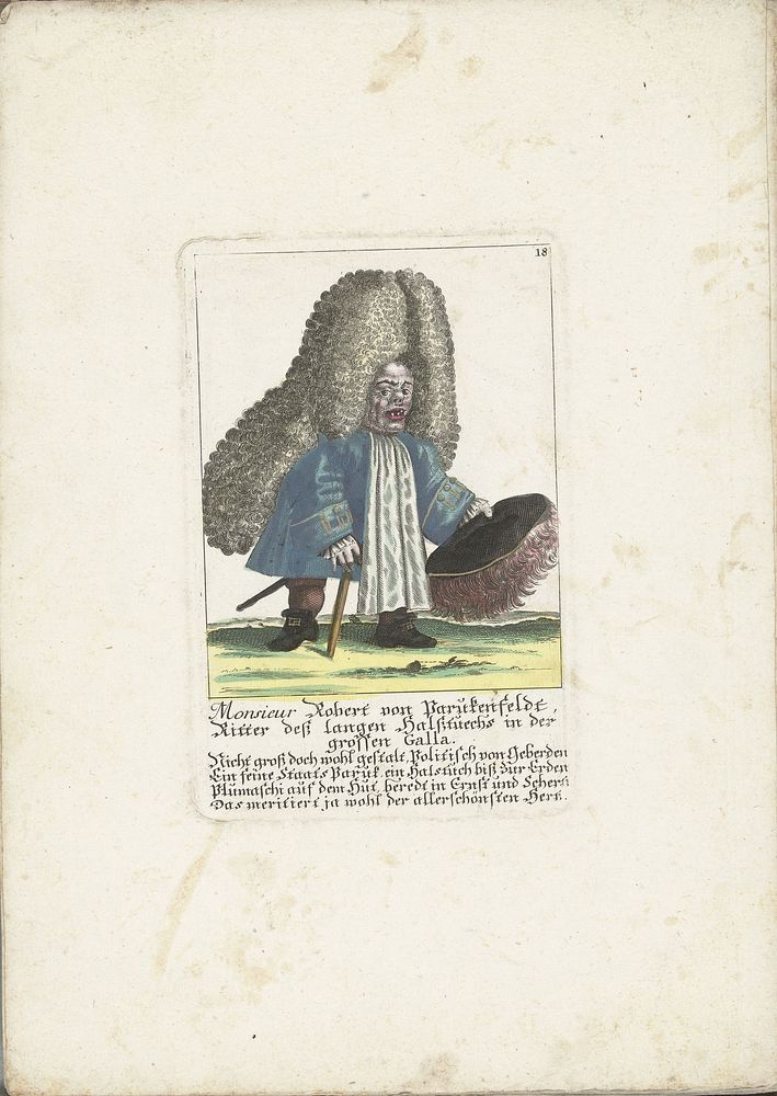 De dwerg Robert von Parukenfeldt, ca. 1710 (1705 - 1715) by Martin Engelbrecht