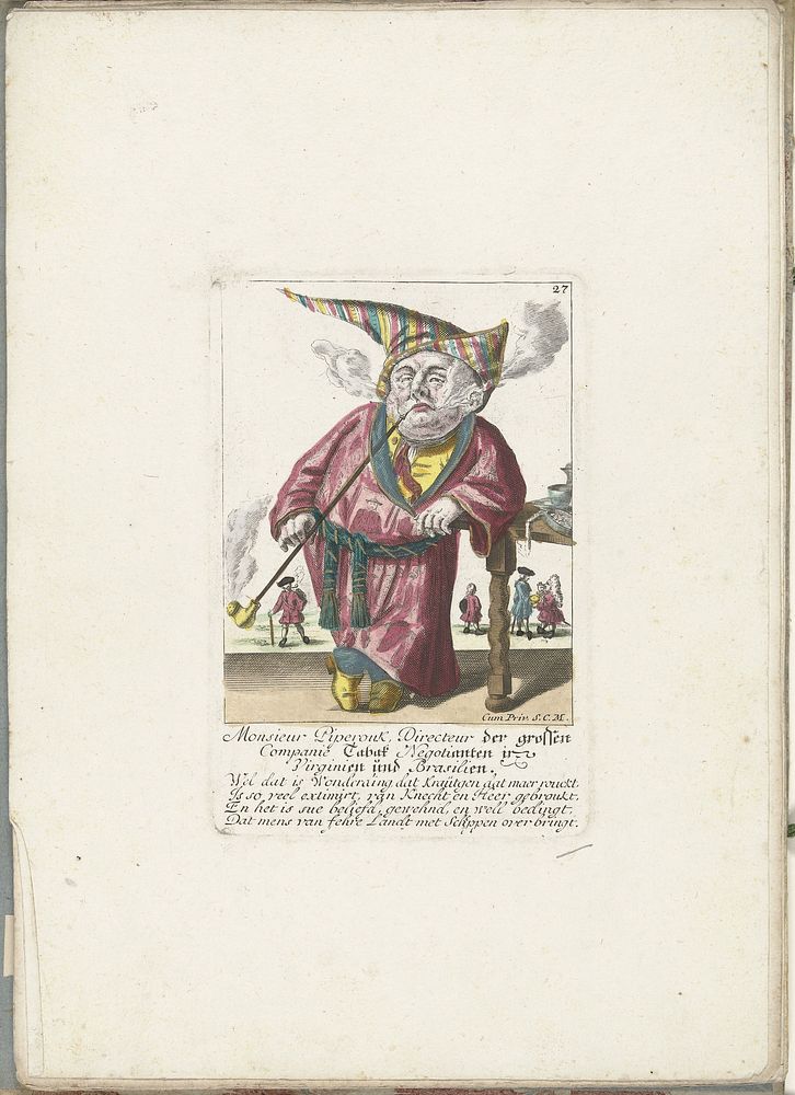 De dwerg Piperouk als directeur van een tabakscompagnie, ca. 1710 (1705 - 1715) by Martin Engelbrecht