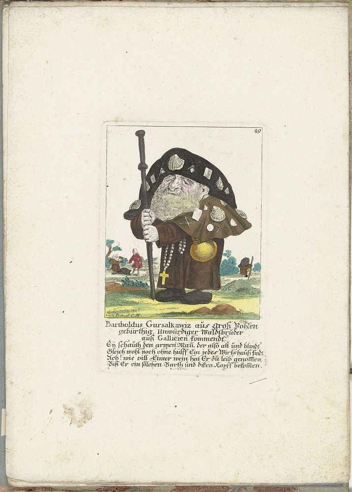De dwerg Bartholdus Gursalkawiz als pelgrim uit Compostella, ca. 1710 (1705 - 1715) by Martin Engelbrecht