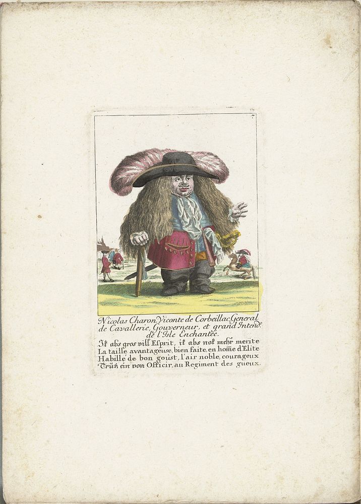 De dwerg Nicolas Charon als een generaal van de cavalerie, ca. 1710 (1705 - 1715) by Martin Engelbrecht
