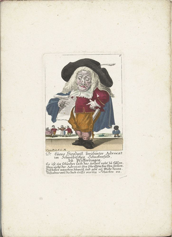 De dwerg Lucas Hirnzwik als een advocaat, ca. 1710 (1705 - 1715) by Martin Engelbrecht