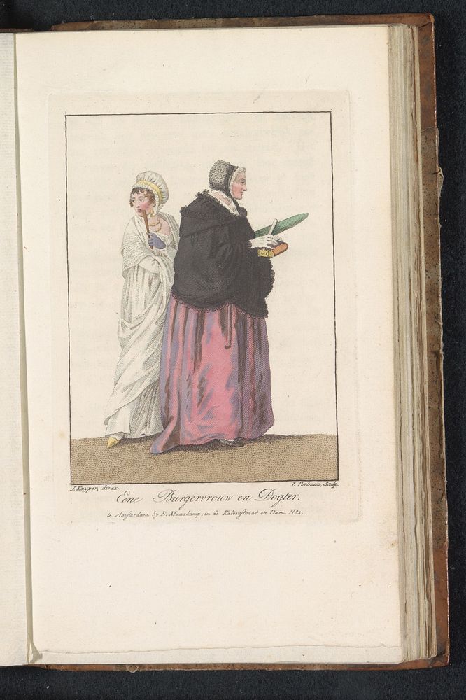 Moeder en dochter op weg naar de kerk (1806) by Ludwig Gottlieb Portman, Jacques Kuyper, Jacques Kuyper and Evert Maaskamp