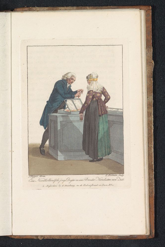 Winkelier van de Evangelische Broedergemeente met een klant (1806) by Ludwig Gottlieb Portman, Jacques Kuyper, Johannes…