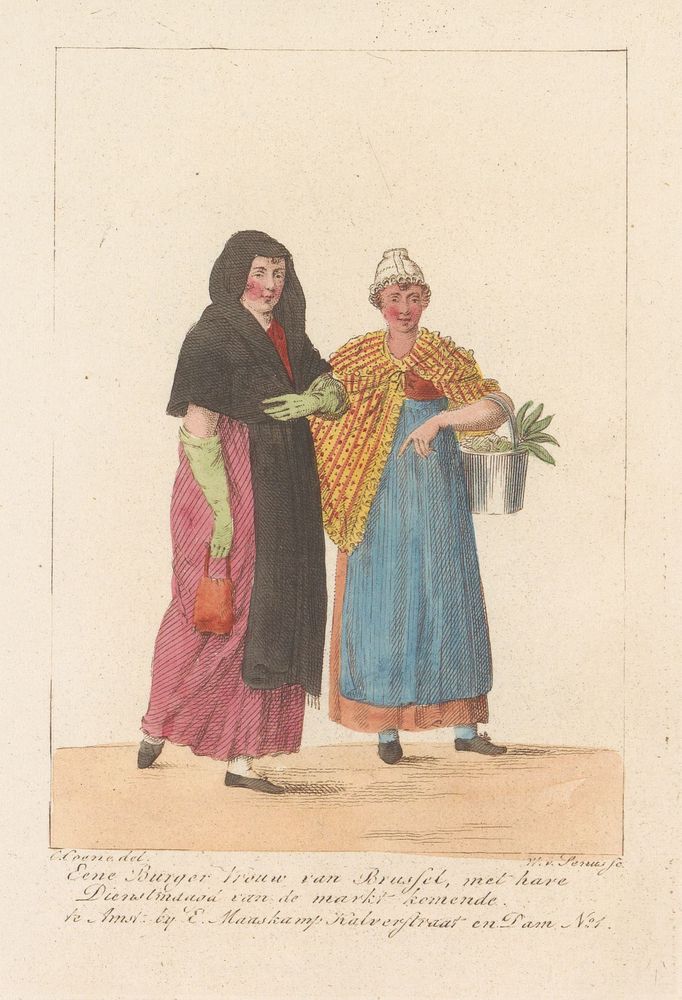 Brusselse vrouw en dienstmeid (1815) by Willem van Senus, Constantinus Fidelio Coene and Evert Maaskamp