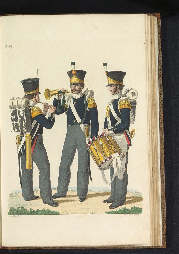 Tamboer, Pijper en Hoornblazer, der Nationale Infanterie (1823) by Dirk Sluyter, Bartholomeus Johannes van Hove, Jan…