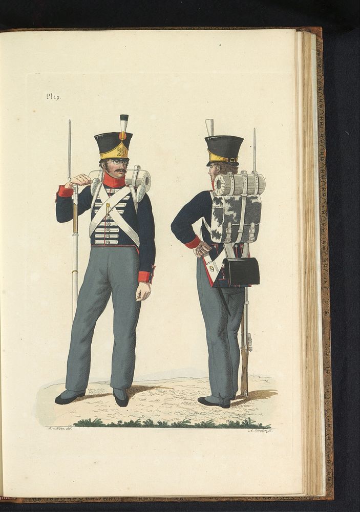 Flankeur en Fuselier van het Regiment Zwitsers no. 29 (1823) by Antoni Zürcher, Bartholomeus Johannes van Hove, Jan Frederik…