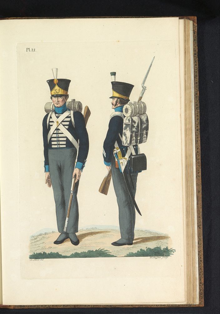 Flankeur en Fuselier van het Regiment Zwitsers no. 31 (1823) by Dirk Sluyter, Bartholomeus Johannes van Hove, Jan Frederik…