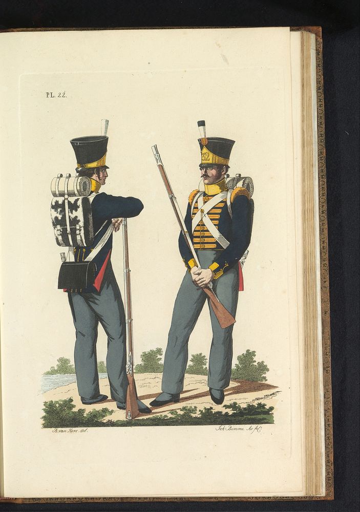 Flankeur en Fuselier van het Regiment Zwitsers no. 32 (1823) by Joannes Bemme, Bartholomeus Johannes van Hove, Jan Frederik…
