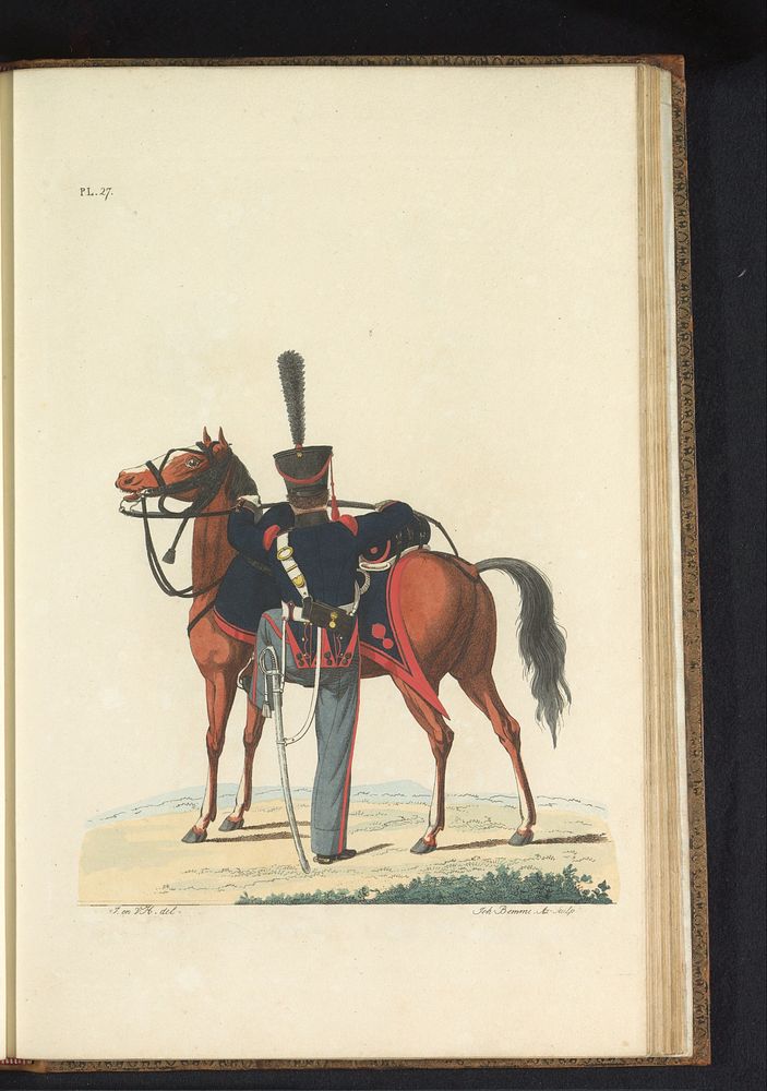 Kanonnier, te paard, in groote tenue, Rijdende Artillerie (1823) by Joannes Adriaansz Bemme, J en VH, Jan Frederik Teupken…