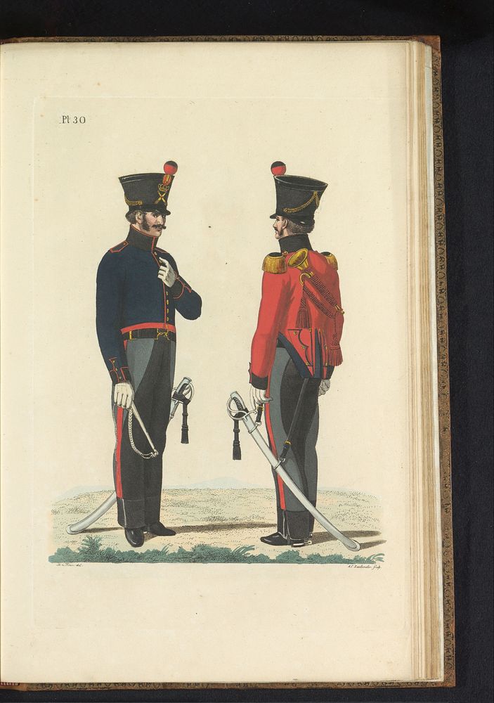 Soldaat en Trompetter, te voet, Artillerie-Trein (1823) by Abraham Lion Zeelander, Bartholomeus Johannes van Hove, Jan…
