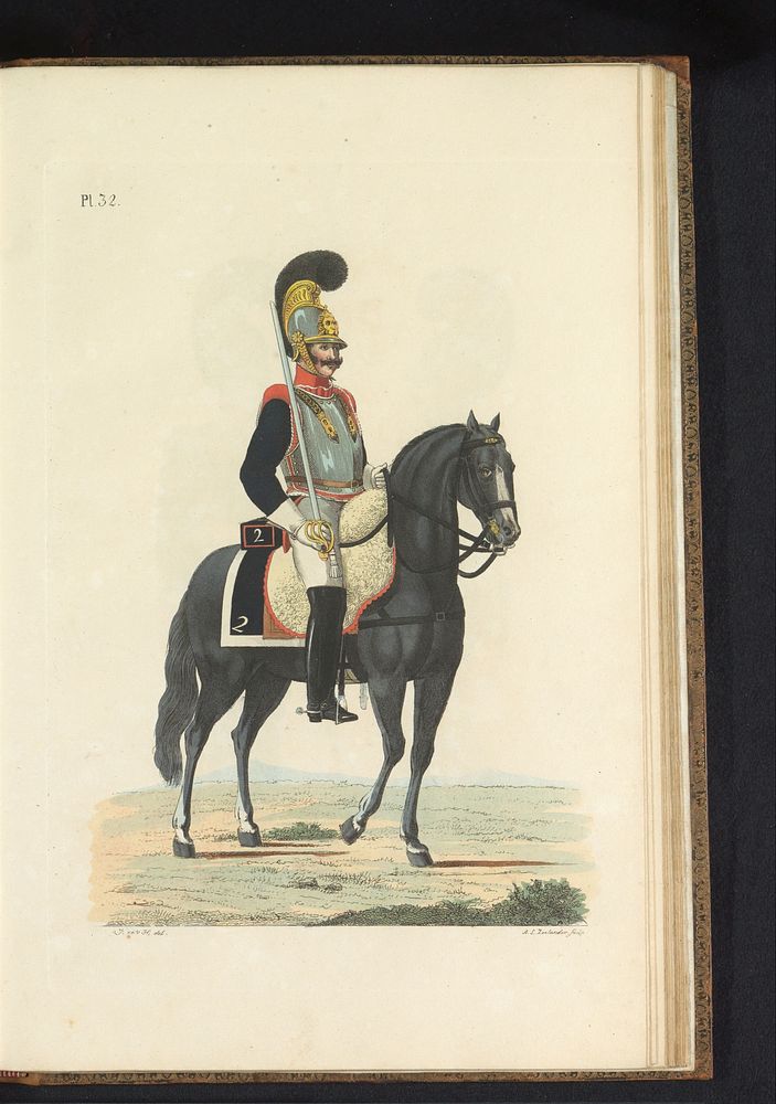 Kurassier, te paard, in groote tenue (1823) by Abraham Lion Zeelander, J en VH, Jan Frederik Teupken, Gebroeders van Cleef…