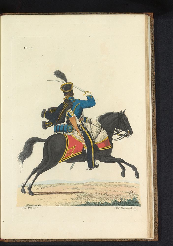 Hussaar, te paard, in groote tenue (1823) by Joannes Bemme, J en VH, Jan Frederik Teupken, Gebroeders van Cleef and…