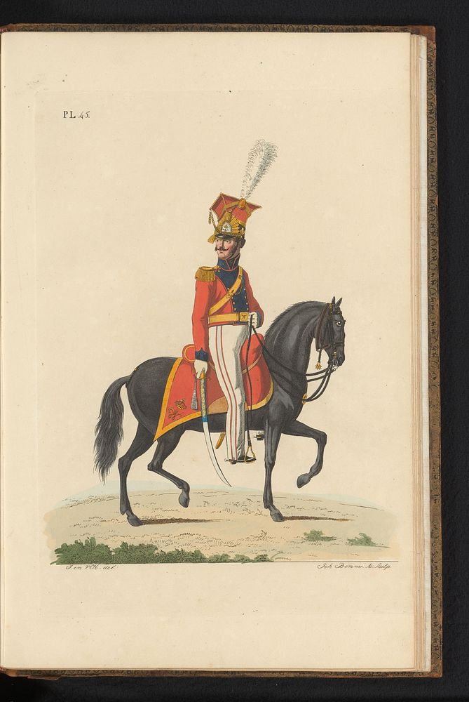 Ritmeester van de Bengaalsche Lanciers, te paard, in groote tenue, Troepen in de Oost-Indiën (1823) by Joannes Bemme, J en…