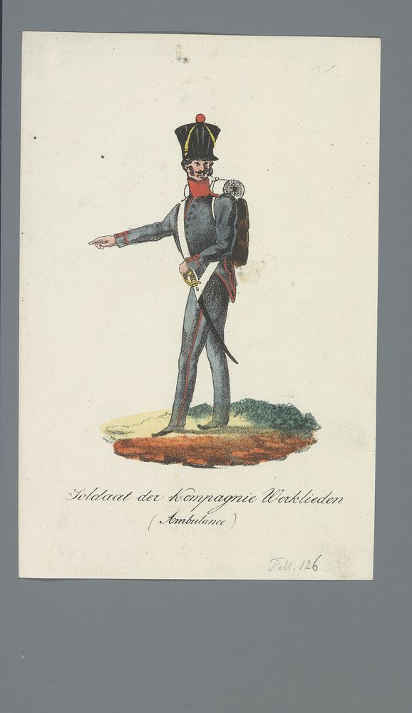 Soldaat der Kompagnie Werklieden (Ambulance) (1835 - 1850) by Albertus Verhoesen and Johannes Paulus Houtman