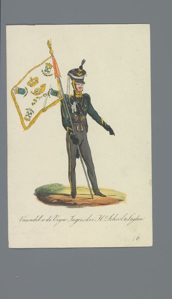 Vaandel v. de Vrijw: Jagers der H. school te Leyden (1835 - 1850) by Albertus Verhoesen and Johannes Paulus Houtman